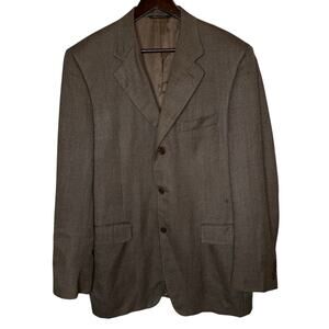 Canali Men's Wool Silk Blend Tweed Blazer Brown Made in Italy size 44L